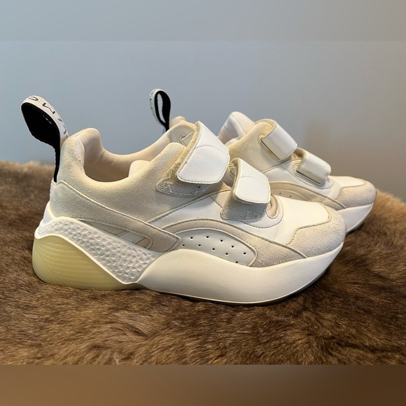 STELLA MCOURTNEY White Leather and Suede Eclypse Sneakers/Trainers - Picture 5 of 9